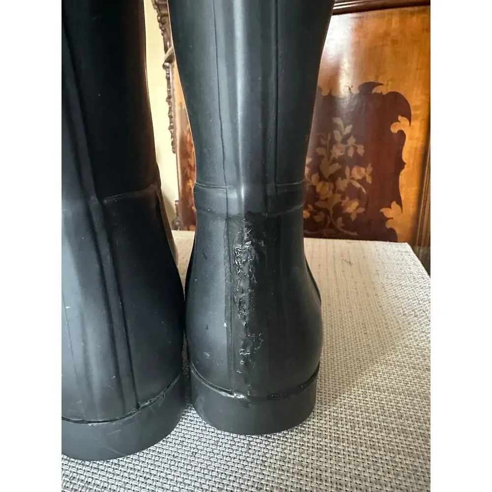 Tory‎ Burch Black Rubber Tall Rain Boots Womens Size US 9.5